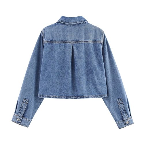 Trendy Denim Short Shirt with Mid-Waist Wide-Leg Jogger Pants