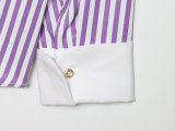 Long Sleeve Lapel Casual Striped Chiffon Shirt