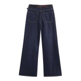 Denim Vest with Belted High-Waisted Wide-Leg Pants