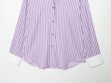 Long Sleeve Lapel Casual Striped Chiffon Shirt