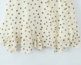 Asymmetrical Ruffle Hem Apricot Polka Dot Skirt