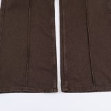 Denim Vest with Belted High-Waisted Wide-Leg Pants