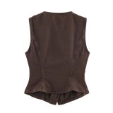 Denim Vest with Belted High-Waisted Wide-Leg Pants