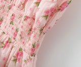 Chic Pink Ruffled Floral Dress