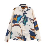 Floral Print Satin Feel Shirt