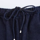 Trendy Denim Short Shirt with Mid-Waist Wide-Leg Jogger Pants