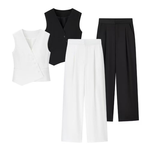 Chic Asymmetrical Tank Top and Wide-Leg Trousers Set