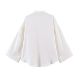 Trendy Loose-Fit Wide-Sleeve Shirt