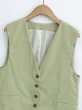 Linen Blend Casual Vest Shorts