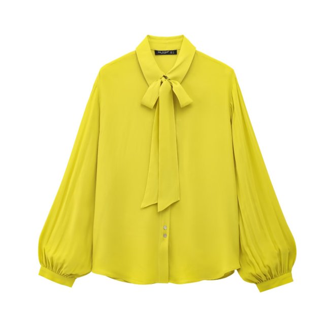 Bow-Tie Detail Long-Sleeve Collared Shirt