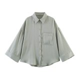Trendy Loose-Fit Wide-Sleeve Shirt