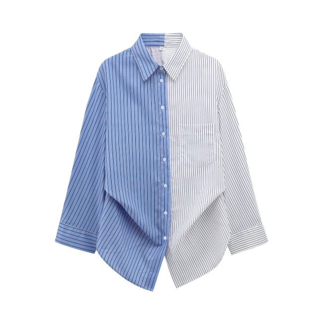 Striped Chiffon Loose-Fit Shirt