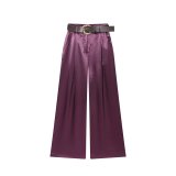 Satin Balloon Top & Loose Satin Pants Set