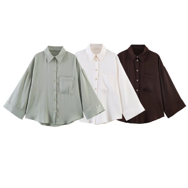 Trendy Loose-Fit Wide-Sleeve Shirt