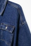 Waist-Tie Fitted Collar Denim Jacket