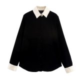 Color-Block Velvet Shirt and Pants Set