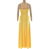 Elegant and Sexy Low-Cut Spaghetti Strap Evening Gown