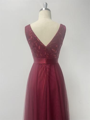 Double V Neck Elegant A-Line Party Dress