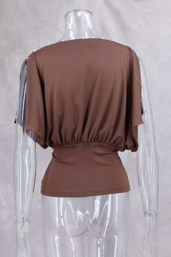 Versatile Button-Up Off-Shoulder Asymmetrical Neck T-Shirt
