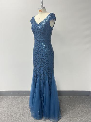 Elegant Double V-Neck Fitted Mermaid Dress