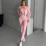 Stylish Embroidered Three-Piece Yoga and Running Set