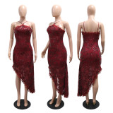 Sleeveless Irregular Sequin Slim-Fit Party Dress