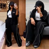 Fashionable Elegant Casual High-End Embroidered Wide-Leg Two-Piece Set