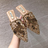 Diamonds Luxury Rhinestone Outdoor Slippers Closed Toe Female Women Loafer Spring Flat Shoes