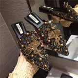 Diamonds Luxury Rhinestone Outdoor Slippers Closed Toe Female Women Loafer Spring Flat Shoes