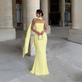 Elegant Slim-Fit Strapless Ruffle Bodycon Dress