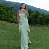 Elegant Slim-Fit Strapless Ruffle Bodycon Dress