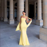 Elegant Slim-Fit Strapless Ruffle Bodycon Dress