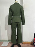 Fashion Long Sleeve Blazer and Straight Pants Two-Piece Set