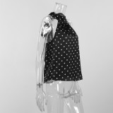 Chic Polka Dot Tie Neck Halter Top for Women