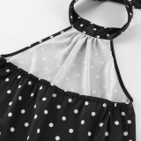 Chic Polka Dot Tie Neck Halter Top for Women
