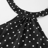Chic Polka Dot Tie Neck Halter Top for Women