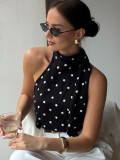 Chic Polka Dot Tie Neck Halter Top for Women