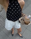 Chic Polka Dot Tie Neck Halter Top for Women