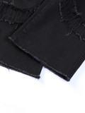 Men's Distressed Flare Fringe Stretch Denim Pants