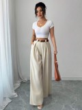 High-Waisted Loose-Fitting Casual Straight-Leg Pants