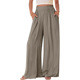 Casual Solid Color Wide-Leg Pants for Women with Pockets