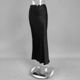Satin Long High-Waisted Bodycon Mermaid Skirt