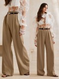 Casual Draped High-Waisted Elegant Straight-Leg Business Suit Pants