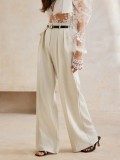 Casual Draped High-Waisted Elegant Straight-Leg Business Suit Pants