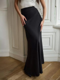 Satin Long High-Waisted Bodycon Mermaid Skirt