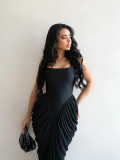 Elegant Chiffon Bodycon Dress with Waist Cinching for Evening Parties