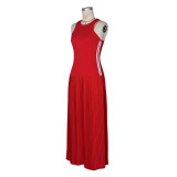 Sexy Street Style Side Stripe Dress with Ribbed Knitted Bodice and Pleated Skirt
