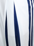 Blue and White Striped Wide-Leg Pants for Women
