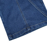 Irregular Wide-Leg High-Waisted Pants with Cross Metal Buckle