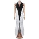 Unique Sexy V-Neck Backless Split Dress